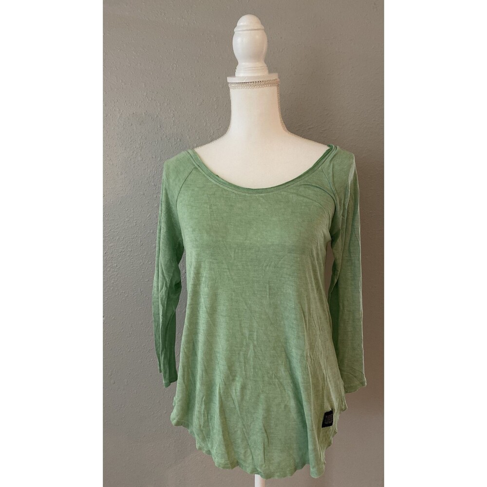 DIESEL Womens Green Top With raw Edge, Size Small